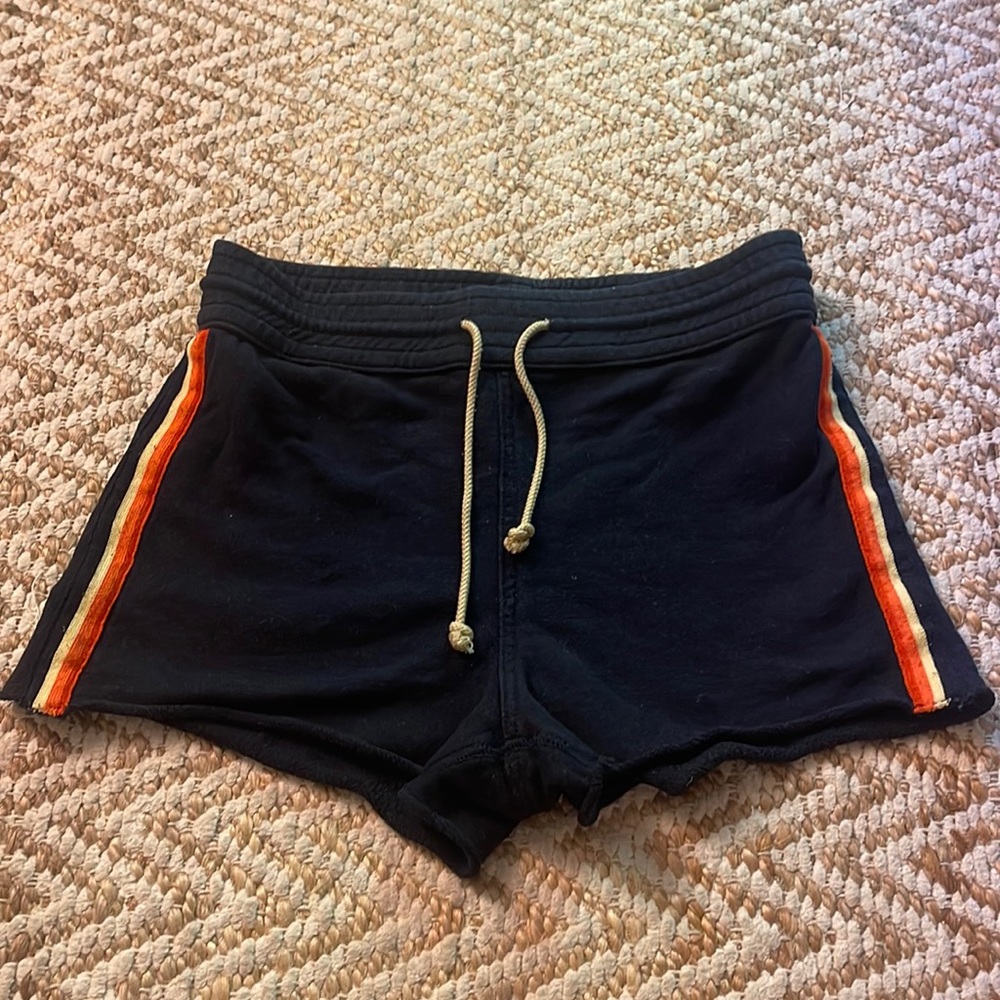 Mother gym drawstring side stripe navy shorts pants